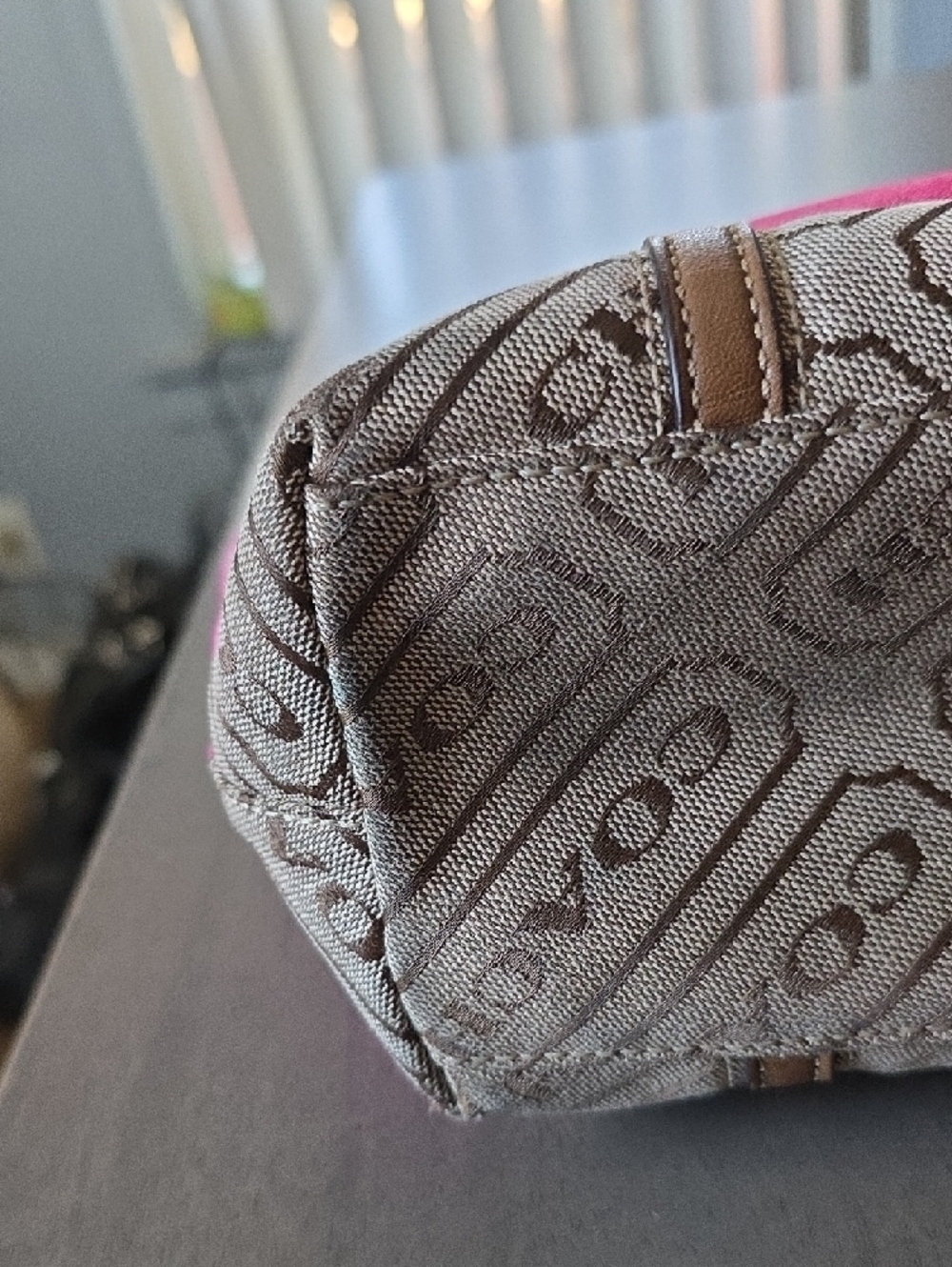 GUC Coach Lozenge Canvas Tote w/ Pink Stripe - Picture 5 of 10